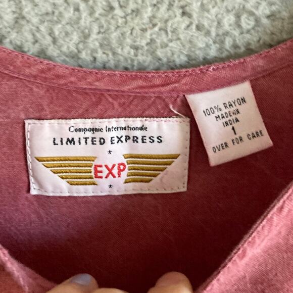 Vintage Express Midi Dress 1 Medium Tank Pockets Jersey Round Neck Stone Red 80s - Picture 5 of 13